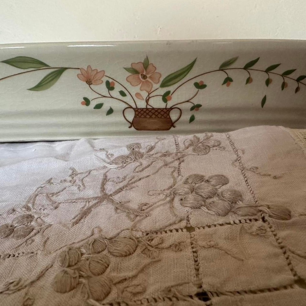 Countryside Stoneware Collection brown & cream floral platter, bakeware, oven